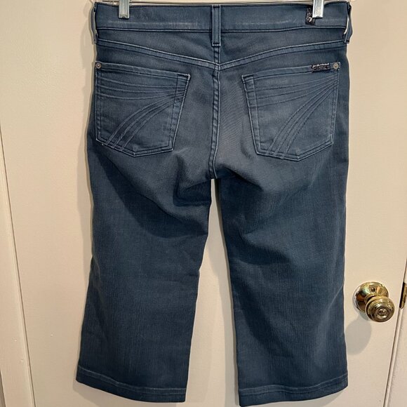 7 For All Mankind Gray Blue Low Rise Crop Dojo Jeans, Size 28 - Picture 6 of 12